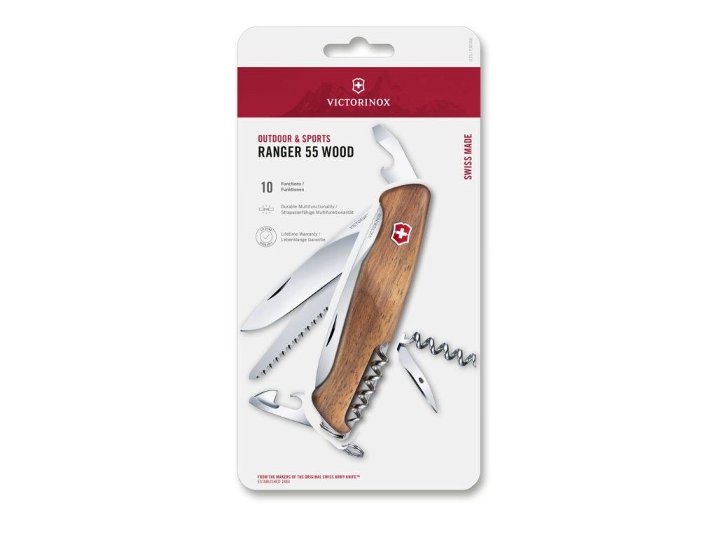 Kapesní nůž RANGER 55 WOOD, 130 mm, hnědý, blister
