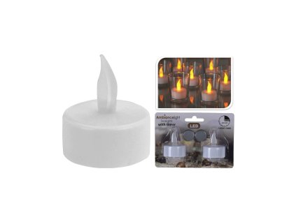 svíčka čajová LED pr.3,5cm BÍ (2ks) s bateriemi, časovačem 35 1168
