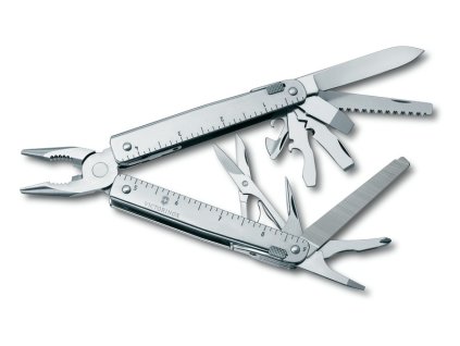 Kleště SWISS TOOL X, stříbrné, kožené pouzdro