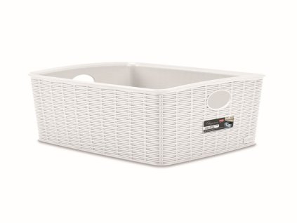 košík 36x29x13cm, bílý ELEG.-L high, im.ratan