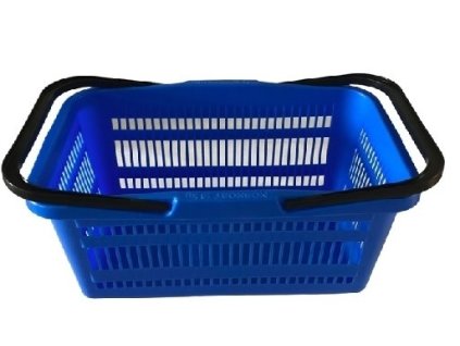 košík nákup.44x28x20cm, modrý, 2ucha, plast