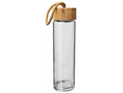 láhev 0,45l sklo, sítko, šroub.uzávěr bambus