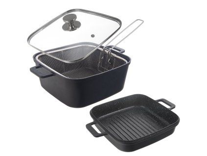 Pekáč GRANDE s víkem 32,5x24,5x16,5 cm oboustranný + frit. košík