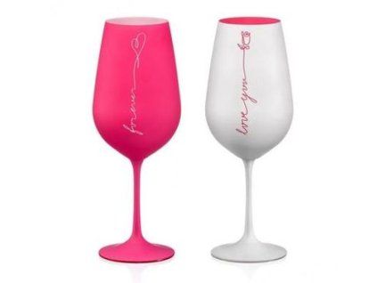 sklen. 550ml, 2ks, LOVE, růžový Crystalex, DB
