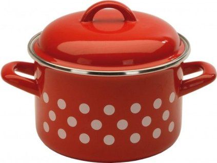 hrnec+PO d24 (6,7l) červ., bílý puntík, smalt