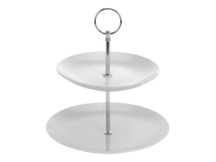 etažér 2patra,  d17,21cm, porcelán/Cr