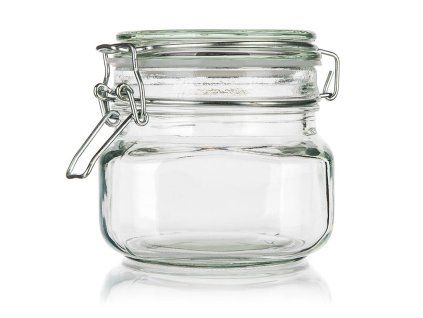 dóza hermetická hranatá  500ml skl. s patent.uzávěrem EREA