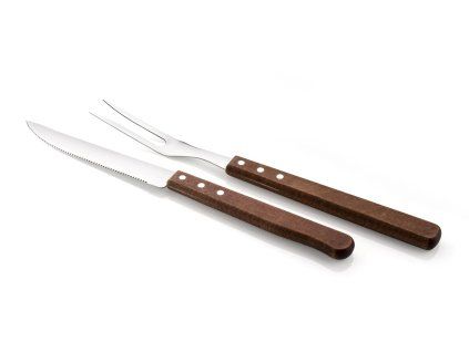 příbor steakový BBQ (1+1ks) nerez, dřev.rukojeť