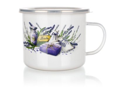hrnek smalt. pr.12cm 0,9l LAVENDER + PH víko