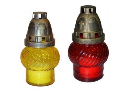 lampa hřbitovní sklo 14cm (30g) (hoří 9hod) paraf. mix barev