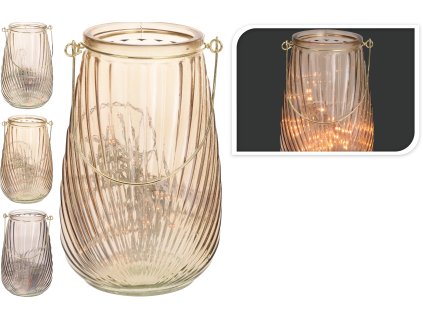lucerna 50LED 21cm sklo mix barev 35 22065