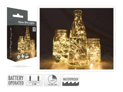 osvětlení 1,3m 20LED teplá BÍ, voděodolné s časovačem 35 22292