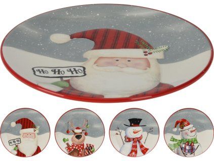 talíř 24cm VÁNOČNÍ keramický mix dekorů 35 22387