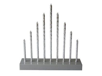 svícen vánoční  9 svíček LED,teplá BÍ,Al+ABS STŘ,26x24,8x5,7cm,3xA 35 22463