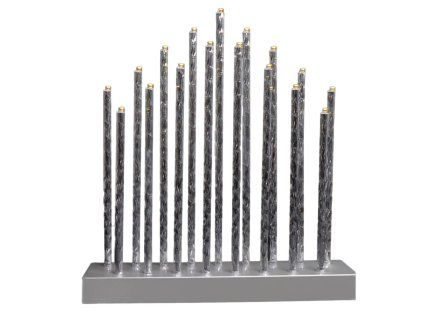 svícen vánoční 17 svíček LED,teplá BÍ,Al+ABS STŘ,28,5x26x5,7cm,3xA 35 22464