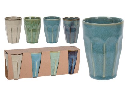 hrnek bez ouška 330ml, porcelánový, mix barev (4ks)