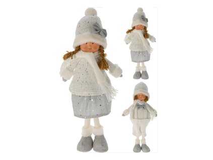 dekorace DÍVKA/CHLAPEC STOJÍCÍ 49cm BÍ/STŘ mix 35 22511