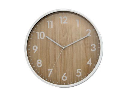 hodiny nástěnné pr.30,5cm,PH,sklo,kov BÍ/imitace dřeva 35 22744