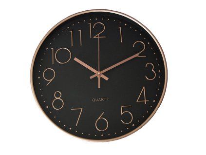 hodiny nástěnné pr.30cm,3D ciferník,PH,sklo,kov RŮŽ-ZLA/ČER 35 22751
