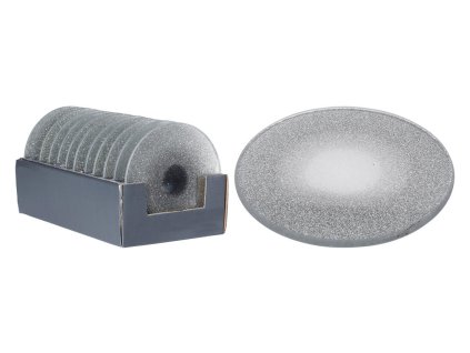 svícen podložka sklo/glitter pr.15cm 35 22763