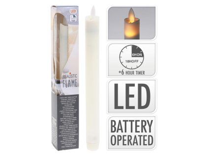 svíčka LED v.23cm, blikající plamen, časovač, SLON.KOST 35 22768