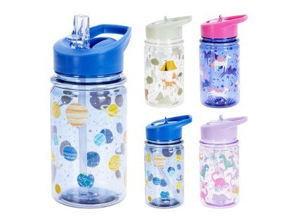 láhev na pití  400/450ml dětská s brčkem PH mix barev, mix dekorů