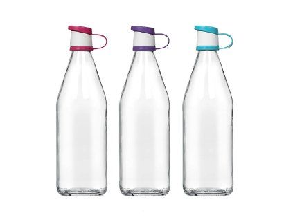 láhev 1000ml skleněná, PH víčko mix barev