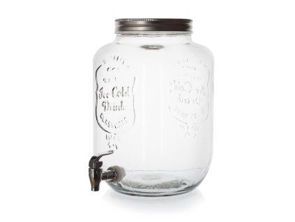 láhev 8000ml skleněná s kohoutkem, kov.víčko
