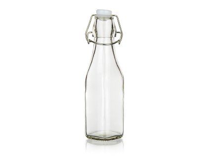 láhev s pákovým uzávěrem  240ml hranatá skleněná YARA