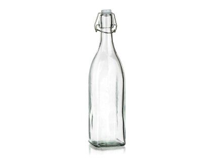 láhev s pákovým uzávěrem  950ml hranatá skleněná YARA