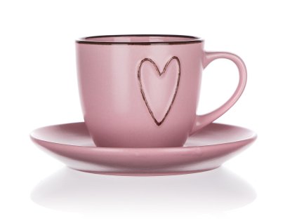 šálek + podšálek 260ml HEART keramický RŮŽ