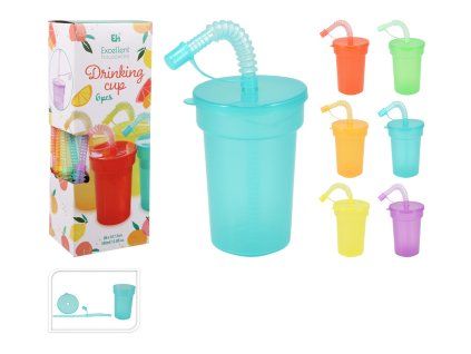 kelímek 380ml s víčkem a brčkem PH mix barev (6ks)
