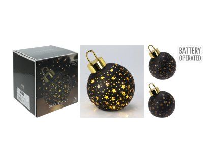 dekorace KOULE 15cm LED ČER matná/ZLA mix s časovačem 35 23755