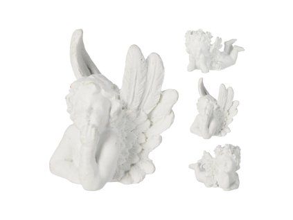 dekorace ANDĚL ležící 6cm BÍ mix 35 23760