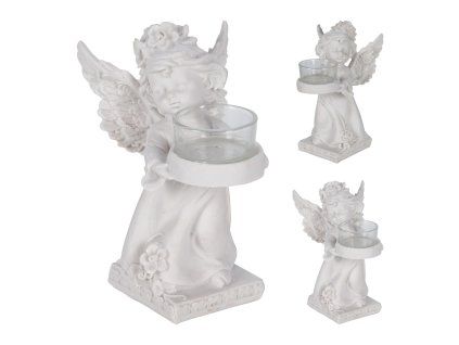 dekorace ANDĚL 17cm na čajovou svíčku BÍ mix 35 23762