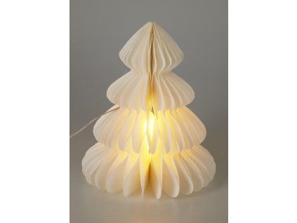dekorace STROM 28cm 6LED papír BÍ, s časovačem 35 23797