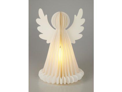 dekorace ANDĚL 28cm 6LED papír BÍ, s časovačem 35 23798