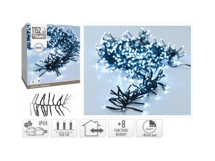 osvětlení vánoční  8,5m 1152LED studená BÍ 8 funkcí s časovačem 35 23803
