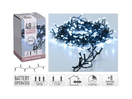 osvětlení vánoční  3,5m 48LED studená BÍ 8funkcí s časovačem 35 23807