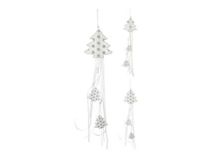 dekorace STROM 16cm závěsná dřev.BÍ se stužkami mix 35 23830