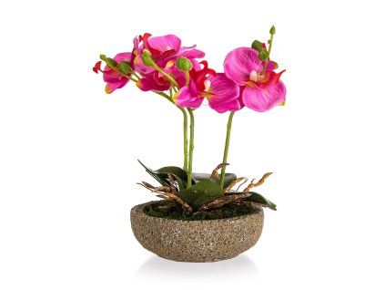 květina umělá FUCHSIE v betonovém květináči v.21,5cm
