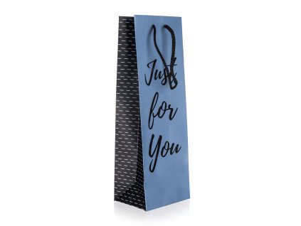 taška dárková na láhev 12x35x9cm JUST FOR YOU BLUE 35 24483