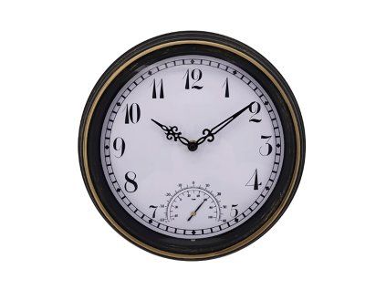 hodiny nástěnné venkovní pr.30cm,PH,sklo,kov ČER-ZLA/BÍ 35 24665