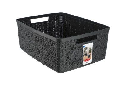 košík 36x28x15cm JUTE M, CURVER, tm.šedý, plast