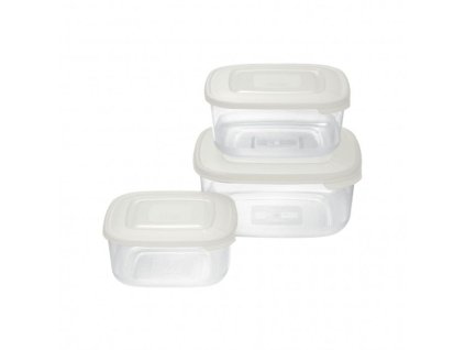 box-sada 3ks, 2,5l, 1,5l, 0,95l, čtverec bílý, FAMILY, plast