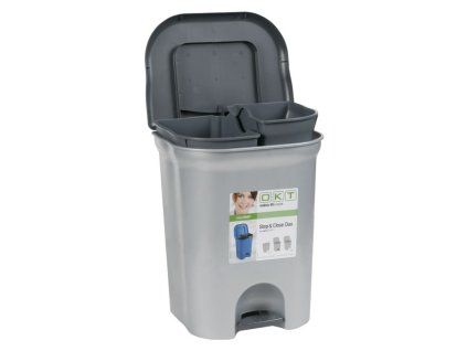 koš odp.2x11l DUO, Step-Close, stříbr., pedál, 37x29x46cm