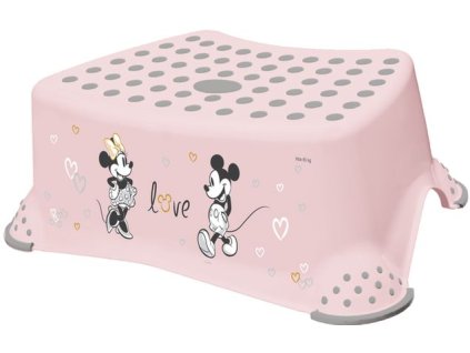 taburetka 1stup. 40x28,v.14cm, MINNIE sev.růžová, protiskluz., plast