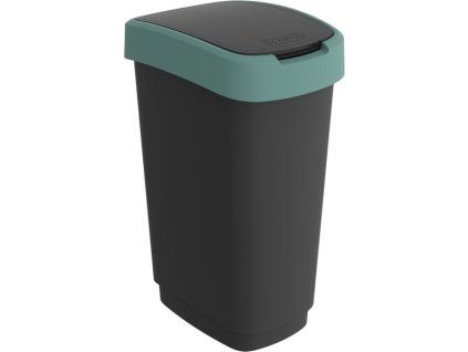 koš odp.50l TWIST, černý/krém.zelený, výklop., plast