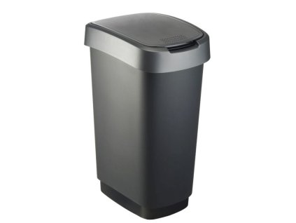 koš odp.50l TWIST, černý/stříbr.,výklop., plast