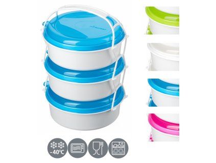 jídlonosič 3D (3x1,0l), 3barvy, (i do MV trouby), plast